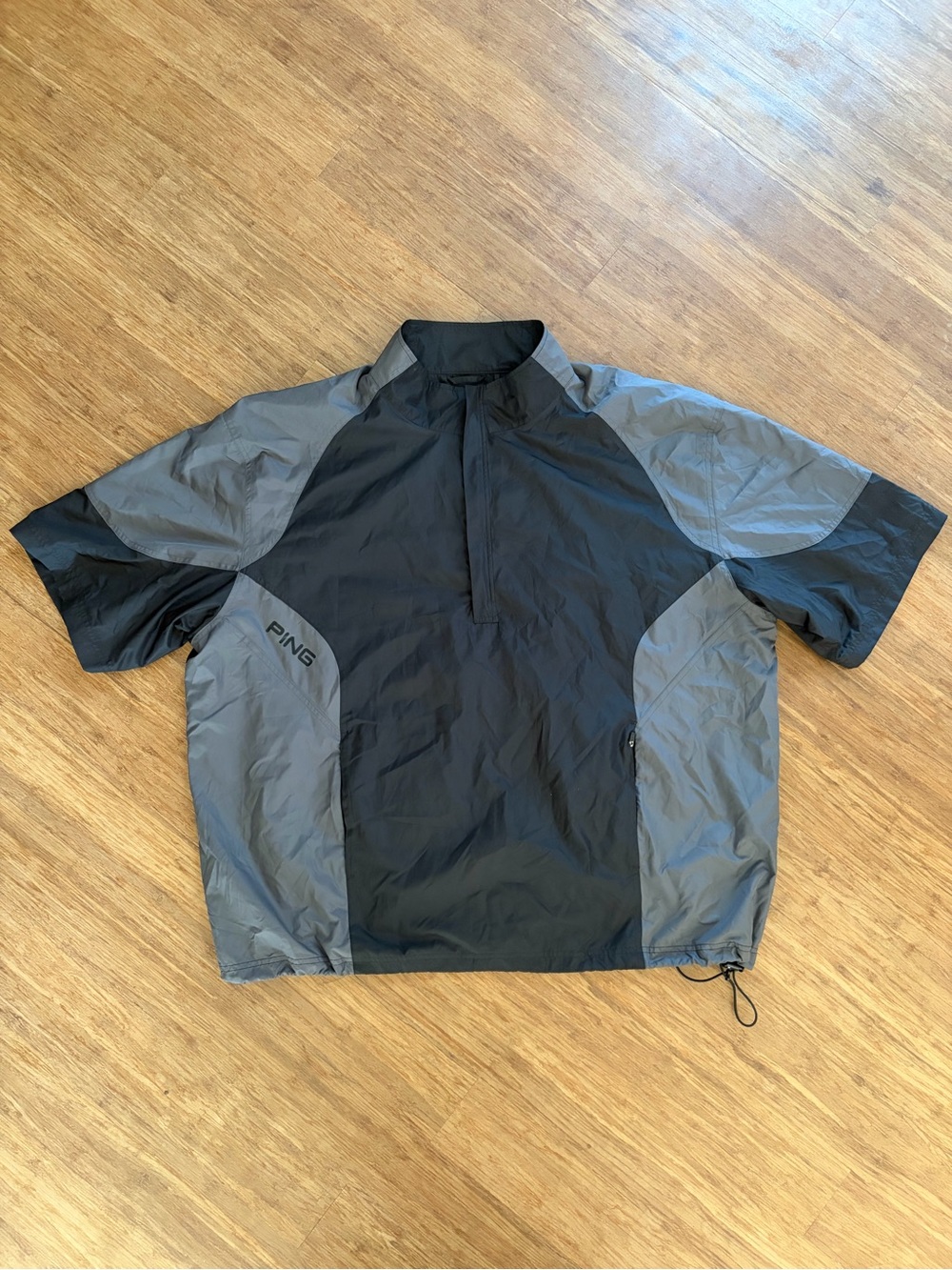 Ping Golf Black and Gray Short Sleeve 1/4 zip Pullover Windbreaker Jacket, XXL